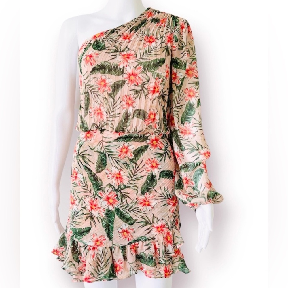 Express one shoulder pink floral romper